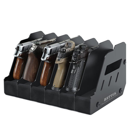 BSTTEK Foam Pistol Rack for Gun Safe | Gun Cabinet Accessories | Storage Organizer Revolver Firearm Handgun Rack Stand Display Holder Fits 6 of Pistols BSTTEK