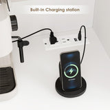 HIFIT 71" LED Kitchen Pantry Cabinet with Power Outlet, Large Kitchen Hutch Storage Cabinet with Arched Door & Shelves & 2 Drawers, Tall Modern Coffee Bar with Hutch for Home Dining Living Room, White HIFIT