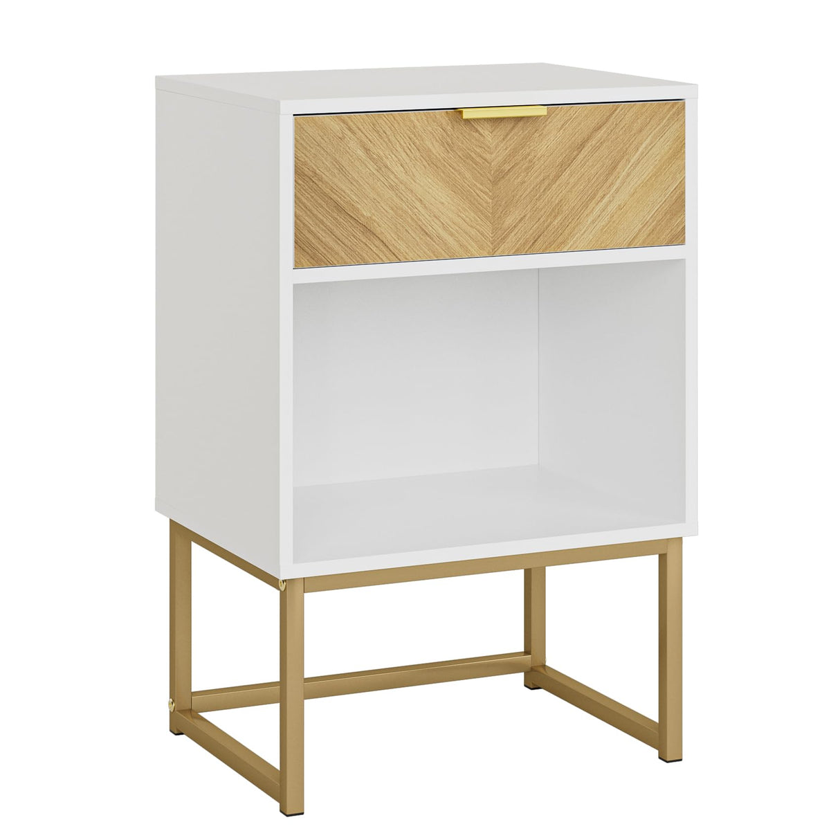 Masupu Nightstand,Modern Night Stand Boho Farmhouse Wood Bedside Table with Storage Drawer Side End Table for Bedroom,Living Room,Office,White Masupu