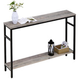 Timberer Narrow Console Table, 47 Inch Sofa Table with Adjustable Shelf, 2-Tier Long Skinny Table for Hallway, Entryway, Living Room, Foyer, Grey Timberer