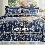 MUXHOMO Navy Blue Bed in a Bag Queen 7 Pieces, Queen Comforter Set Reversible Botanical Flowers Design, Ultra Soft & Breathable Bedding Sets with Comforter, Sheets, Pillowcases & Shams MUXHOMO