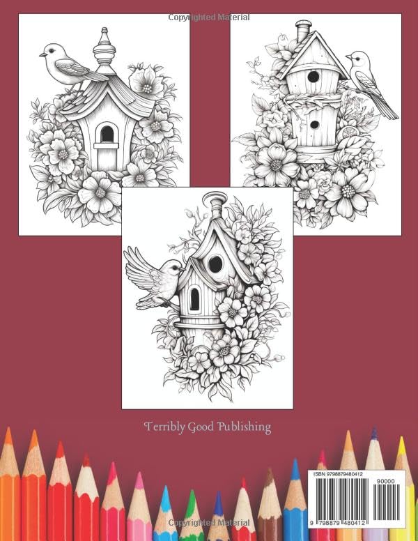 Beautiful Birds and Birdhouses: Coloring Book for Adults, Kids, Women, Men, Nature and Animal Lovers Majosta