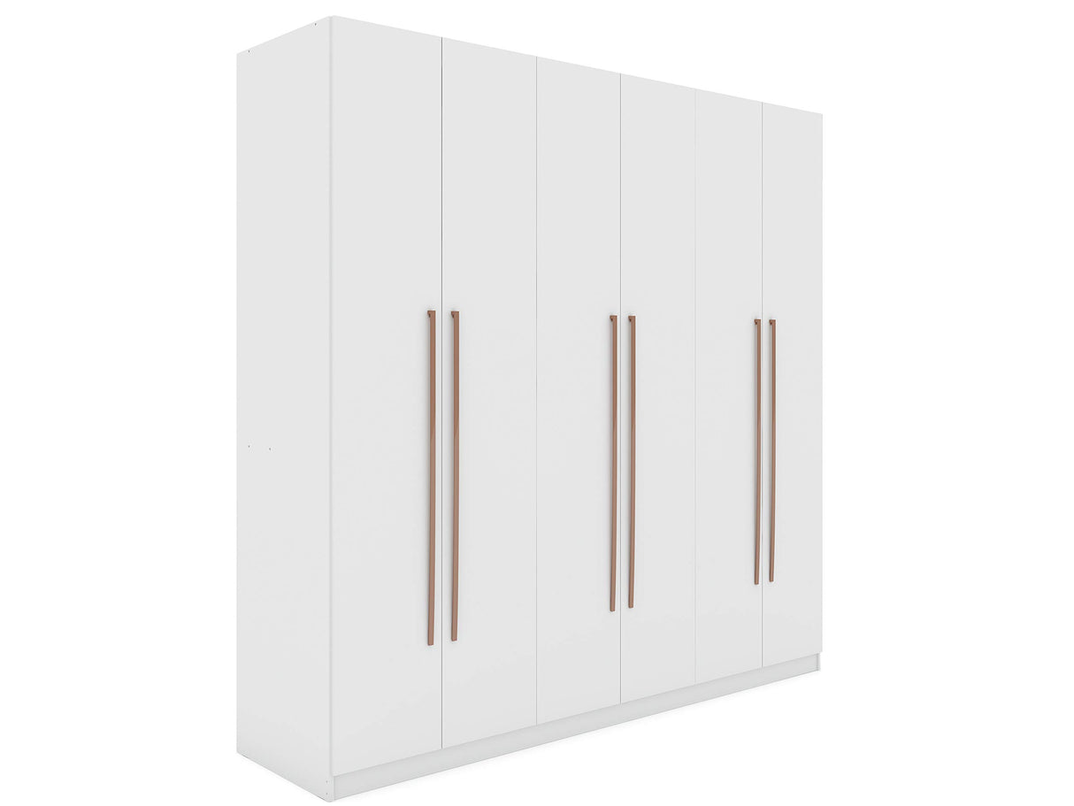 Manhattan Comfort Gramercy 3-Sectional Wood Wardrobe Armoire Closet in White Manhattan Comfort