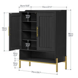 HOOBRO Shoe Cabinet, 5-Tier Shoe Storage Organizer with Doors, Wooden Shoe Cabinet Storage for Entryway, Freestanding Shoe Rack Cabinet with 3 Adjustable Shelves for Hallway, Gold and Black DB41SC01 HOOBRO