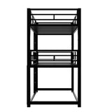 Merax Triple Bunk Bed with Safety Guardrail, Twin Over Twin Over Twin Metal Bed for Teens, Guests, Black Merax