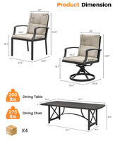 SEEHILL 9 Pieces Outdoor Dining Set, Aluminum Patio Dining Set for 8, Patio Table and Chairs Set with 2 Swivel Rocker Chairs, Patio Furniture Set with Umbrella Hole for Decks, Garden, Lawn, Gunmetal SEEHILL