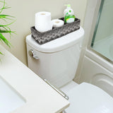 [Larger Compartments] Toilet Tank Topper Paper Basket - Multiuse Hand Woven Plastic Wicker Basket with Divider for Organizing, Rustic Farmhouse Bathroom Decor, Countertop Organizer Storage, Grey AOZITA