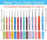 Crochet Hook Set,14 Sizes Crochet Hooks for Arthritic Hands,Crochet Hooks Ergonomic Soft Grip with Case,Crochet Needles(Size B-Size N) ZICALSO