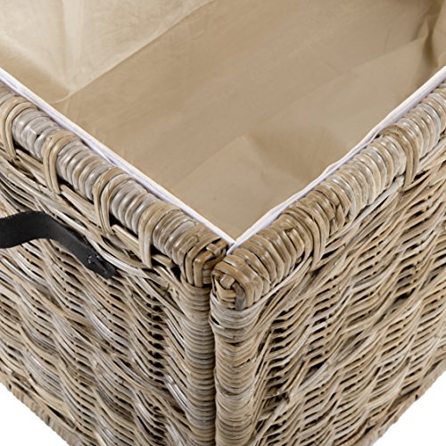 happimess HPM9004B Michael 35" Wicker Storage Trunk, Collapsible for flat storage, Rattan-Kubusoft Gray, Coastal for Office, Dorm Room-LivingRoom, Bedroom, Dining Room, Natural happimess