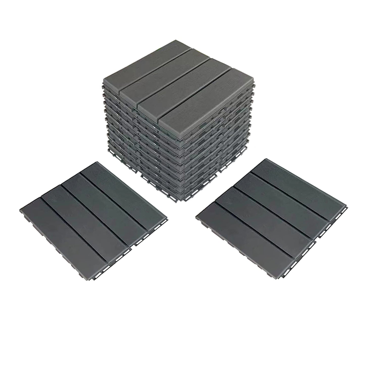 Plastic Interlocking Deck Tiles, 9 Pack Patio Deck Tiles,12"x12" Waterproof Outdoor Flooring All Weather Use, Patio Floor Decking Tiles for Porch Poolside Balcony Backyard, 9 sq. ft Dark Grey