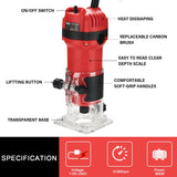 TEENO Wood Router, 800W Compact Router Tools for Woodworking, 31000 RPM Hand Trim Router with 15 Pcs 1/4" Router Bits Set, Edge Guide, Roller Guide TEENO