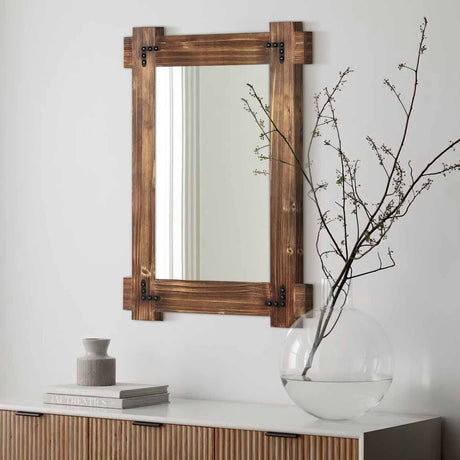 MeMoreCool Rustic Wood Mirror for Bathroom, Decorative Framed Farmhouse Natural Vanity Mirror, Wall Mounted Rectangular Mirror for Bedroom Living Room, Small 20x30 Inch MeMoreCool