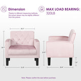 TYBOATLE Mid-Century Modern Sectional Sofa Sets 2 Pieces, Tufted Linen Fabric USB Loveseat Couch w/ 2 Cupholders and Accent Arm Chairs for Living Room, Bedroom, Apartment (Pink) TYBOATLE