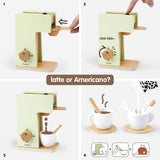 Pillowhale Kids Coffee Maker Playset,Wooden Toy Toaster,Toy Mixer,3-in-1 Kids Kitchen Playset,Pretend Play Kitchen Accessories,Wooden Kitchen Sets for Kids Toddlers Boys Girls Ages 3+ Pillowhale