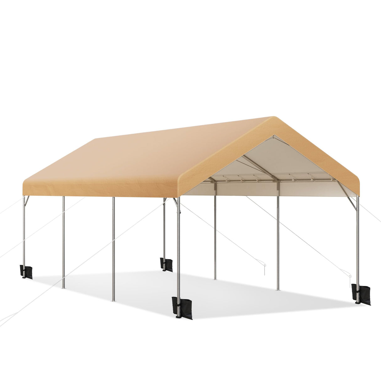MIXPATIO 10 x 20 ft Heavy Duty Carport Car Canopy, Portable Car Port Garage Party Tent, Galvanized Car Shelter All Weather with Reinforced Steel Frame for Car, Boat, Beige MIXPATIO