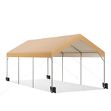 MIXPATIO 10 x 20 ft Heavy Duty Carport Car Canopy, Portable Car Port Garage Party Tent, Galvanized Car Shelter All Weather with Reinforced Steel Frame for Car, Boat, Beige MIXPATIO
