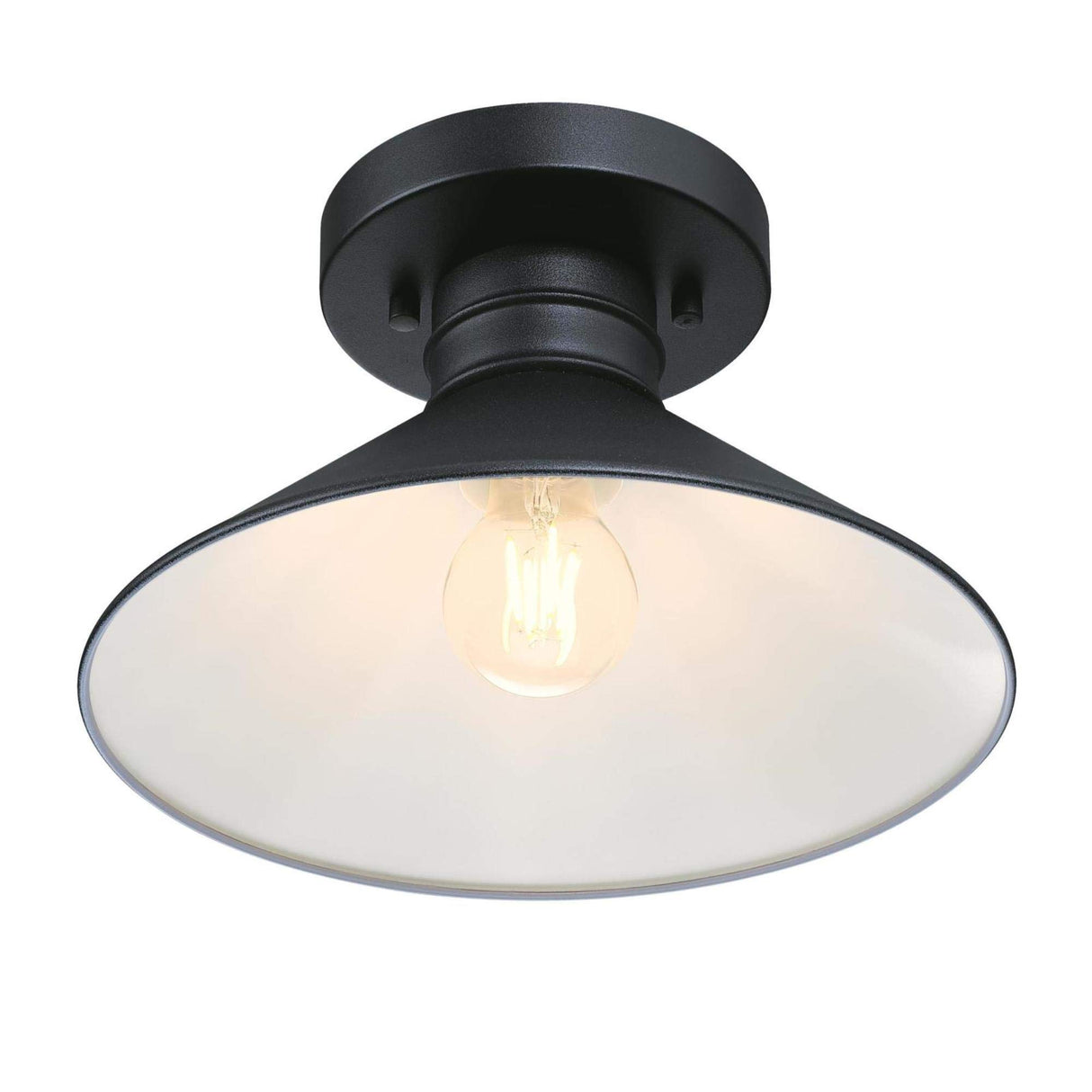 Westinghouse 6112900 Watts Creek 11 Inch Rustic/Arts & Crafts One-Light Outdoor Semi Flush Mount Ceiling Light, Dark Sky Friendly, Textured Black Finish Westinghouse