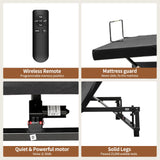 King Size Adjustable Bed Base, Black Steel Bed Frame, Separate Head & Foot Incline, Wireless Remote Control Adjustable Bedbed, Ergonomic Electric-Bed with Under Nightlight, and 4 USB Ports Lyngins