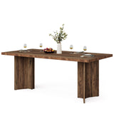 Tribesigns 63-inch Dining Table for 4-6, Farmhouse Kitchen Table with Large Tabletop, Rectangular Dinner Eating Table for Dining Room, Living Room, Kitchen, Dark Brown Tribesigns