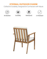 SEEHILL 9 Pieces Patio Dining Set for 8, Outdoor Aluminum Dining Furniture Set with Umbrella Hole, Modern All-Weather Outdoor Patio Table Sets with 8 Chairs and Table for Deck Garden Poolside, Teak SEEHILL