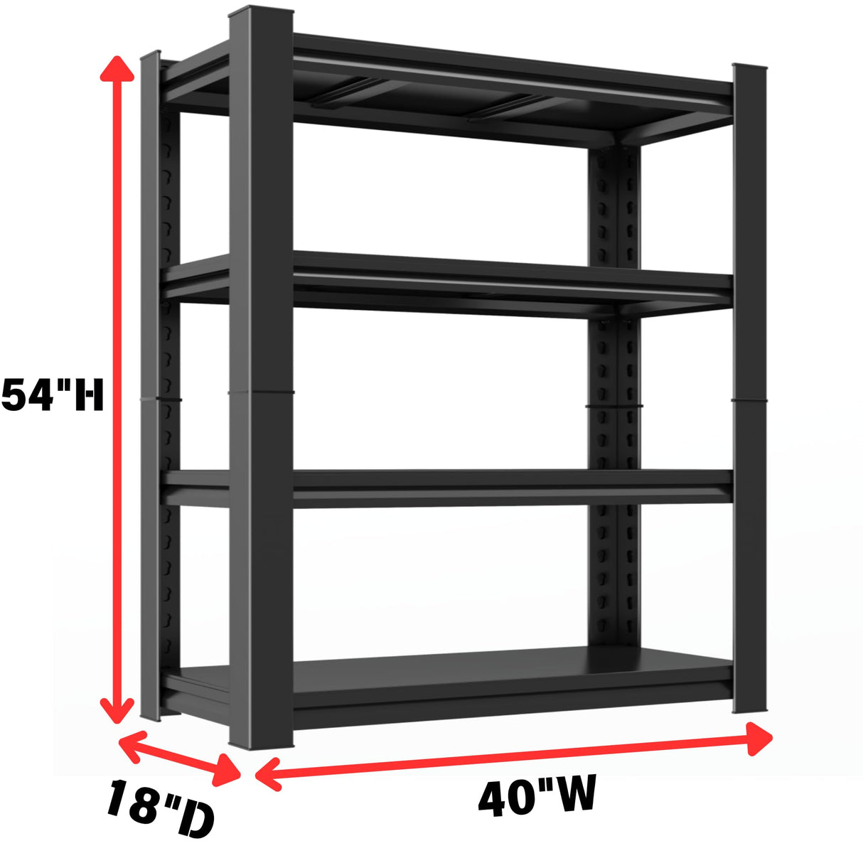 Notmise Metal Garage Shelving Unit, Heavy Duty 4-Tier Adjustable Storage Rack, Steel Shelving, 2000 lbs Capacity, Industrial Shelves for Heavy Tools and Equipment (54" H x 40" W x 18" D) Notmise