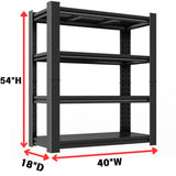 Notmise Metal Garage Shelving Unit, Heavy Duty 4-Tier Adjustable Storage Rack, Steel Shelving, 2000 lbs Capacity, Industrial Shelves for Heavy Tools and Equipment (54" H x 40" W x 18" D) Notmise