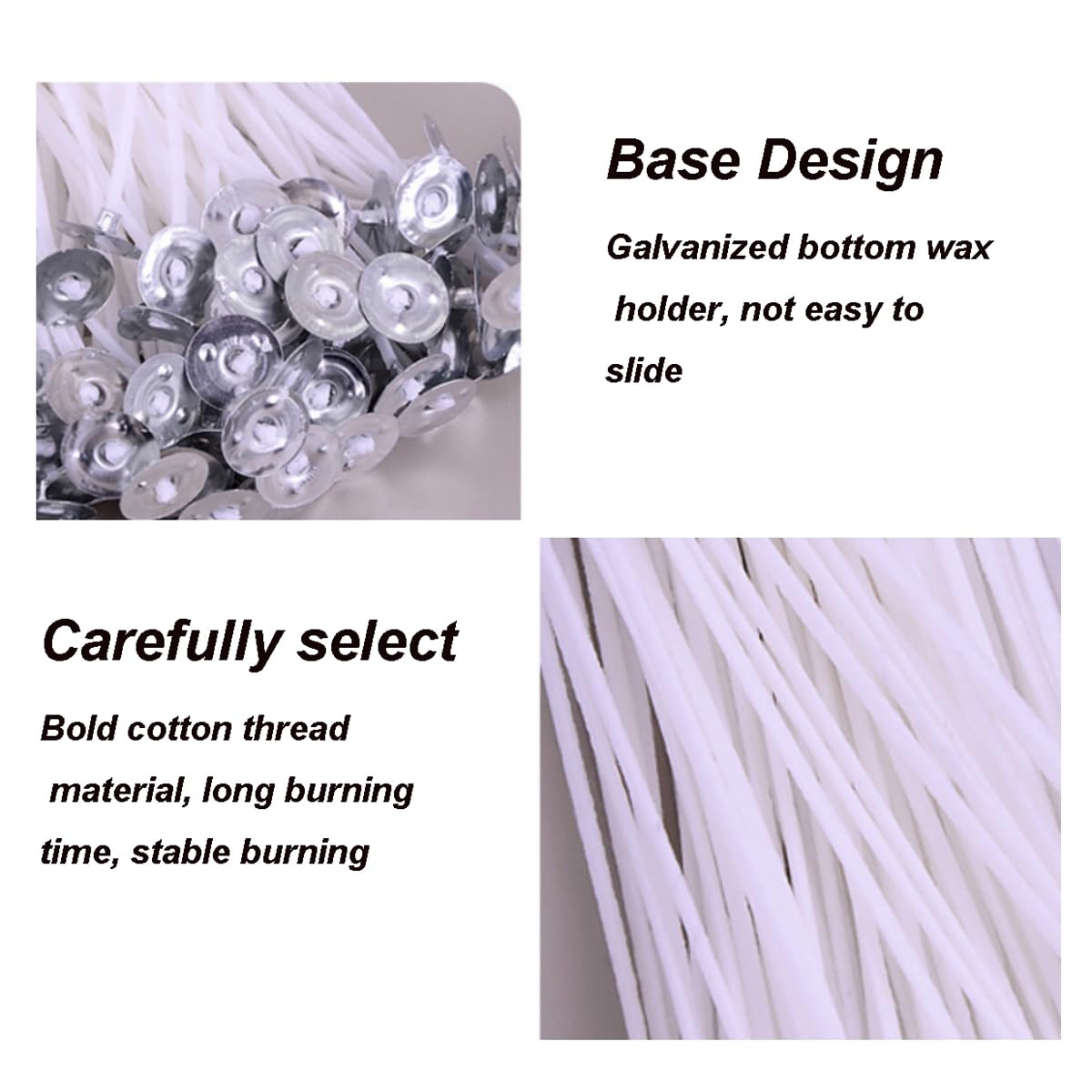 QPZ 100Pcs Cotton Candle Wicks 6" Pre-Waxed with Tabs,50Pcs Wooden Candle Wicks Smokeless,Wood Candle Making Wicks 0.59*5.9 Inch with 50Pcs Wick Clips Holders Metal Based for Candle DIY,Candle Making pice