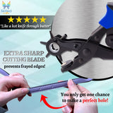Leather Hole Punch & Belt Hole Puncher Easily Punches Perfect Round Holes. Bonus Ruler & Awl Tool. Leather Craft Tool for Watch or Bag Strap, Fabric, Eyelet - Precision Crafting & Professional Results Skilled Crafter