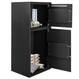 S AFSTAR Digital Safe Box, Double Door Security Depository Drop Box, Drop Slot Safes with Separate Keypad and Emergency Keys for Gun Cash Jewelry Document, 14 x 12 x 31.5 Inches, Black S AFSTAR