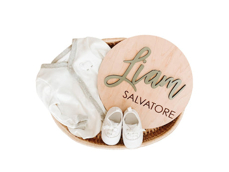 Baby Name Announcement Disc, Personized Sign For Photo Props, Hospital Name Sign, Baby Shower Gift WoodArtSupply