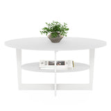 Furinno Jaya Oval Coffee Table, 35.43 (W) x 16.49 (H) x 19.69 (D) inches, White Furinno