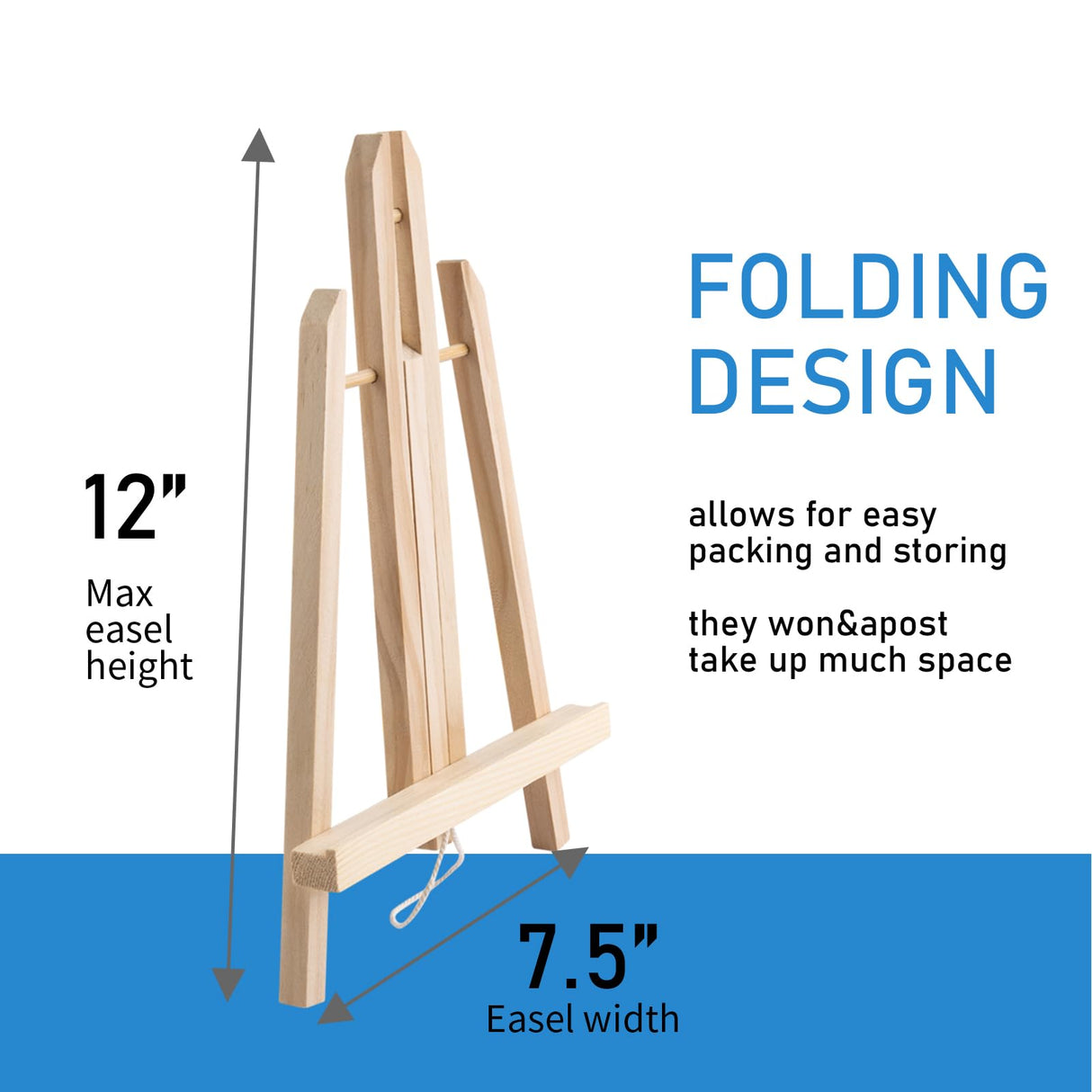 Falling in Art 12Inch Wood Easel Stand, Tabletop Display Stand A-Frame Artist Easel for Painting Canvas, Portable Photo, Picture and Sign Holder (4 Pack) Falling in Art