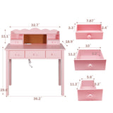 FUNKOCO Home Office Furniture Writing Desk,Computer Work Station with Detachable Hutch,5 Drawers(Pink) FUNKOCO