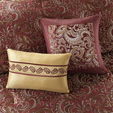 Madison Park Essentials Brystol 24 Piece Room in a Bag Faux Silk Comforter Jacquard Paisley Design Matching Curtains Down Alternative Hypoallergenic All Season Bedding-Set, King (104 in x 92 in), Red Madison Park