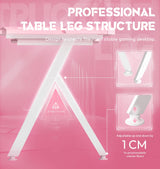 Dowinx Gaming Desk with LED Lights, RGB Gaming Computer Table with Carbon Fibre Surface, LED Home Office Desk with Remote Control, Pc Workstation with Cup Holder and Headphone Hook, 47 Inch, Pink Dowinx