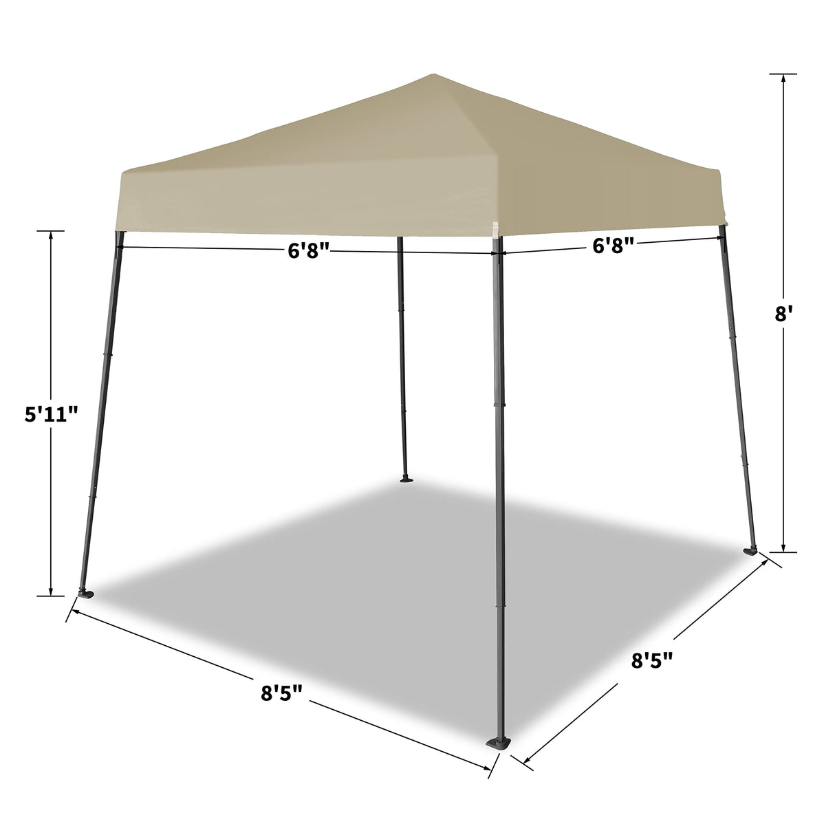 CROWN SHADES 6.5x6.5 Pop Up Canopy Tent, Slant Leg Outdoor Canopy with Carry Bag, Beach Tent, Sports Shelter(Beige) CROWN SHADES