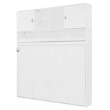 Merax Queen Size Murphy Bed Wall Bed with Top Cabinets and Shelves, Space-Saving Design Foldable Platform Bed Frame, Multifunctional Bed for Bedroom, Guest Room, Home Office, White (Diamond Stripes) Merax