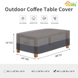 Easy-Going Patio Coffee Table Cover Small Outdoor Rectangular Table Cover, UV Resistant Waterproof Patio Furniture Cover (48" Lx28 Wx16 H, Gray/Dark Gray) Easy-Going