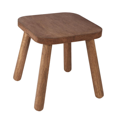 Jurath Natural Solid Wood Step Stool Wood Stool for Kids 11.7'' Sturdy Sitting Stool Wooden Step Stool for Adults Square Stool Wood Plant Stand Small Foot Stool with Four Detachable and Assembled Legs