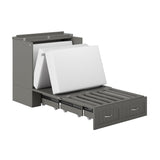 AFI, Southampton Murphy Bed Chest Twin XL with 6" Mattress, Storage Drawer & Built-in USB Charger, Grey AFI