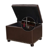 Joveco Leather Storage Ottoman Bench Rectangle 24 Inch Foot Rest Ottomans Stool for Living Room Bedroom(Brown) Joveco