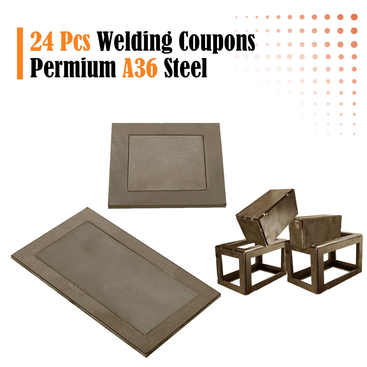 24 Pcs Welding Coupons, 11 Gauge Premium Steel Welding Kit, A36 Steel Plate Welding Equipment, 3x5 3x3 Inch Welding Practice Kit For Beginners, MIG, TIG Stick, Arc, Gas And Brazing Yuleimy