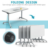 Goakwwuz Conference Room Table 8FT White Meeting Seminar Table Business Style Folding Training Flip Top Table for Office Conference,Metal Frame with Wheels (4, White) Goakwwuz