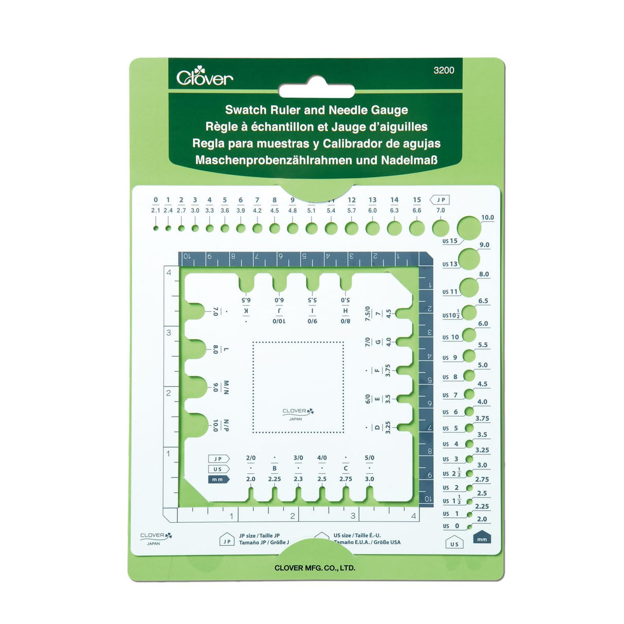 Clover Swatch Ruler & Needle Gauge, White Clover