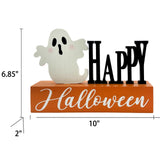 Halloween Decorations Indoor Happy Halloween Sign Ghost Wooden Block Rustic Farmhouse Home Table Top Decor for Fireplace Tier Tray Mantle Haunted House Shelf Eternhome
