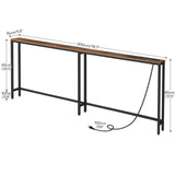 HOOBRO 5.9" Skinny Console Table with Charging Station, 78.7" Narrow Sofa Table with Power Outlets, Long Behind Couch Table, Slim Entryway Table for Hallway, Living Room, Rustic Brown BF205UXG01 HOOBRO