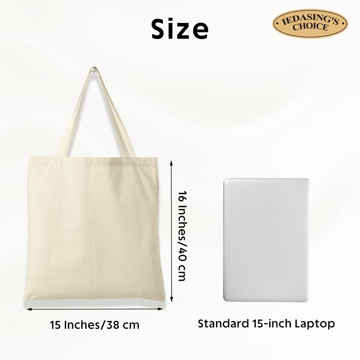 IEDASING'S CHOICE Canvas Tote Bag Sublimation Blanks, Perfect for DIY Crafts Gift Bags Grocery Bags&Everyday Use,15x16 Inches,1 Pack IEDASING'S CHOICE