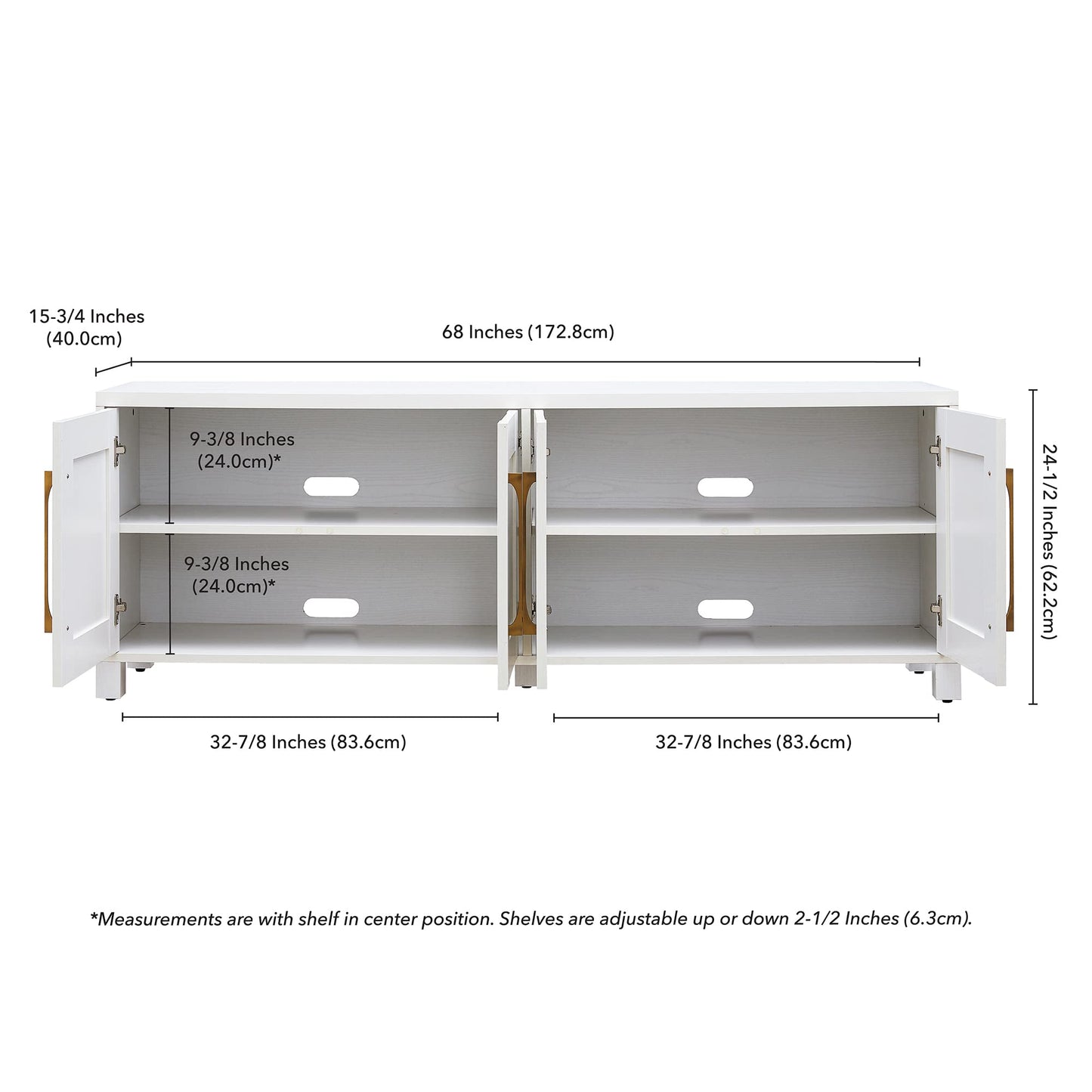 Henn&Hart Rectangular TV Stand for TV's up to 80" in White, TV Stands for the Living Room