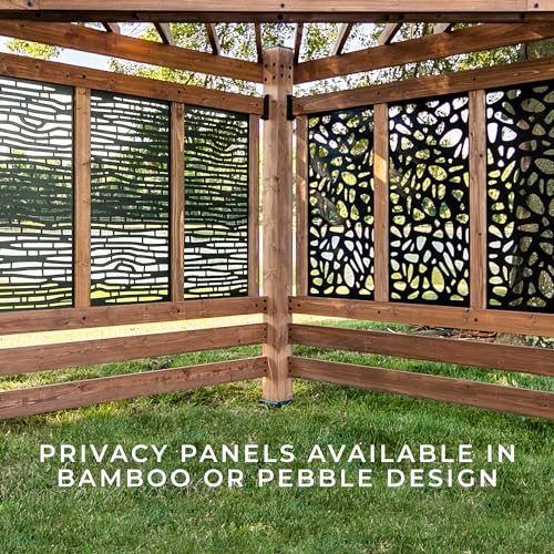 Backyard Discovery Tuscany Cabana Pergola with Bamboo Privacy Panels and Conversation Seating in Indigo Backyard Discovery