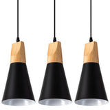 Black Wood Nordic Pendant Light for Kitchen Island, 3-Pack Modern Small Pendant Hanging Lighting for Dining Room, Restaurant, Bar, Light Over Island, Kitchen Sink Nieadu